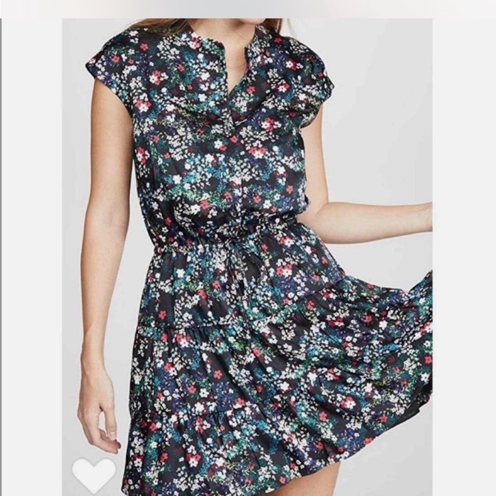 Rebecca Minkoff Black Floral Tiered Mini Dress